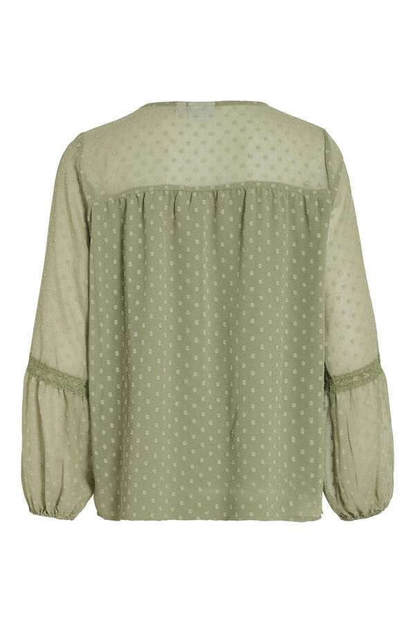 Vila Blusa plumeti de manga comprida Verde