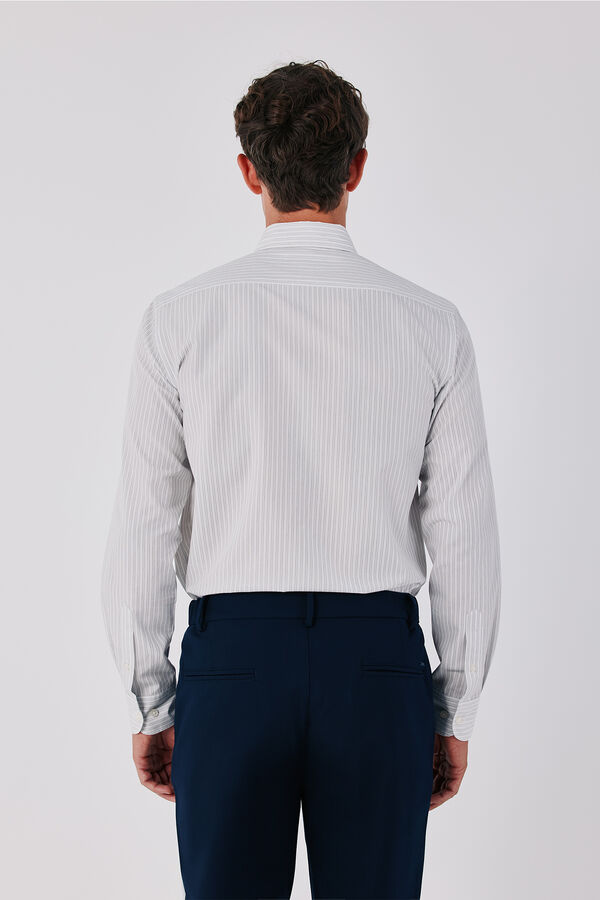 Cortefiel Striped cotton tencel shirt White