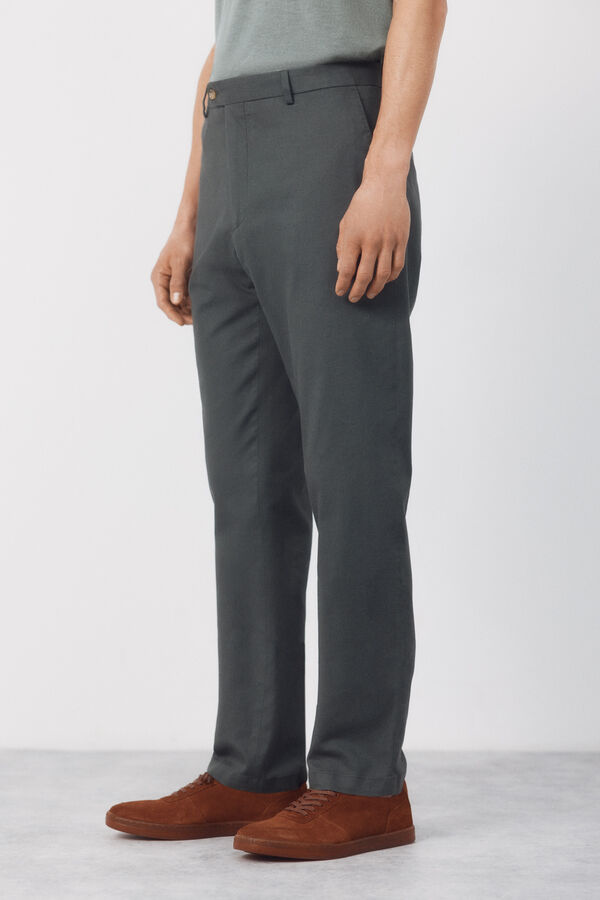 Cortefiel Cal&ccedil;a coordenada em mistura de linho Verde