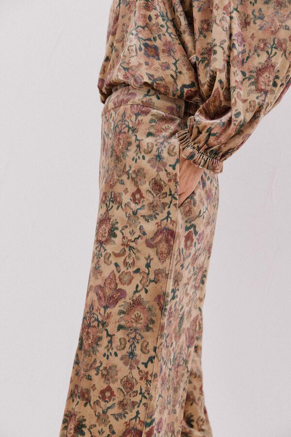 Cortefiel print velvet pants Printed brown