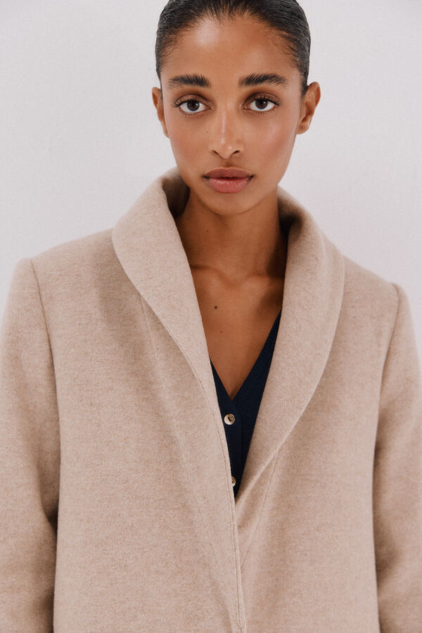 Cortefiel Coat with fur effect detail Nude