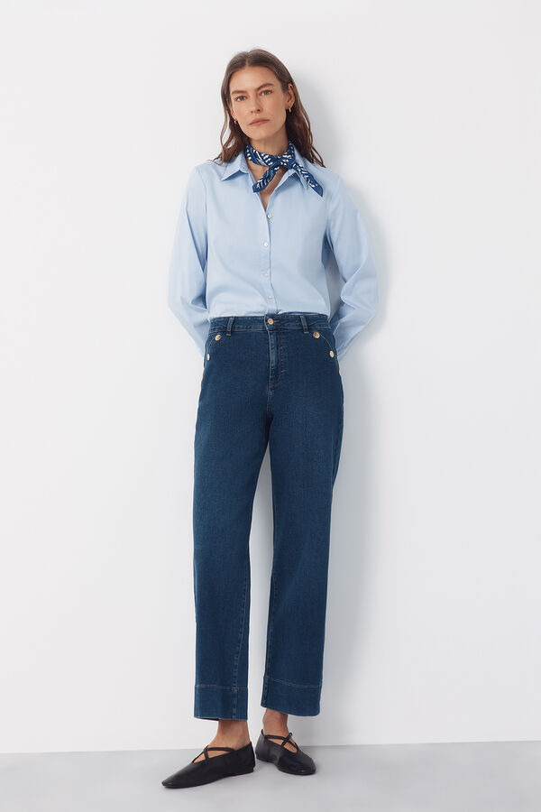 Cortefiel Palazzo jeans with buttons Blue