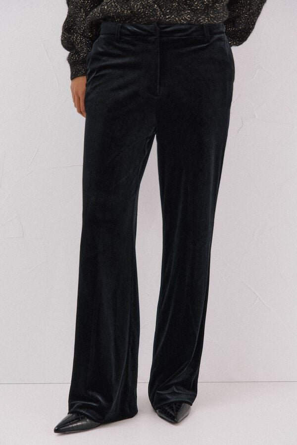 Cortefiel Velvet trousers Black