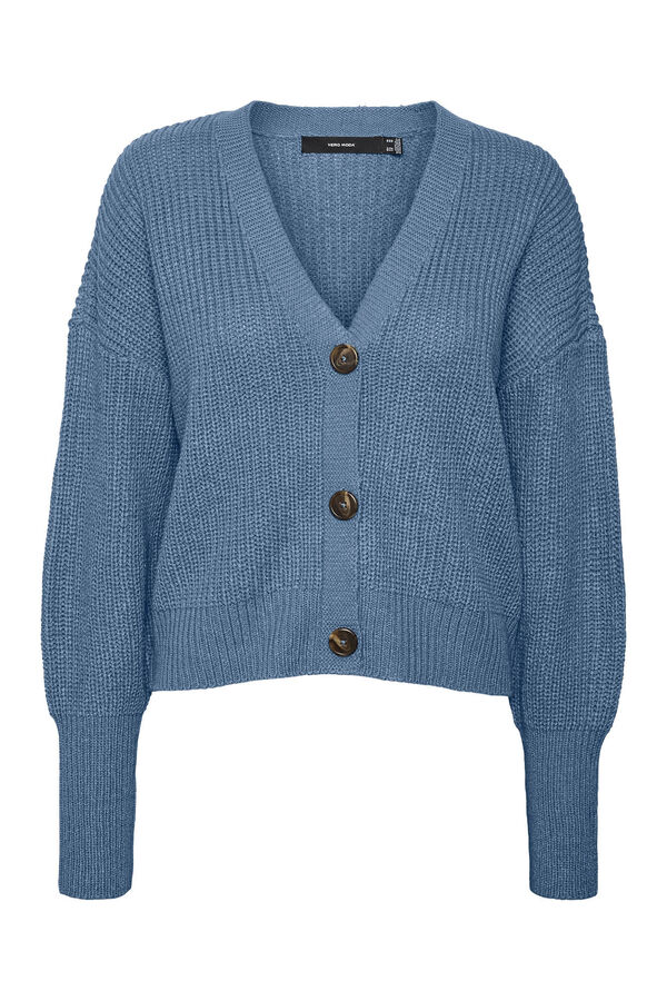 Cortefiel Women's long-sleeved cardigan with buttons Blue