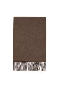 Cortefiel Light 100% wool fringed scarf with embroidered logo Brown