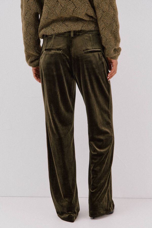 Cortefiel Calças de veludo Verde