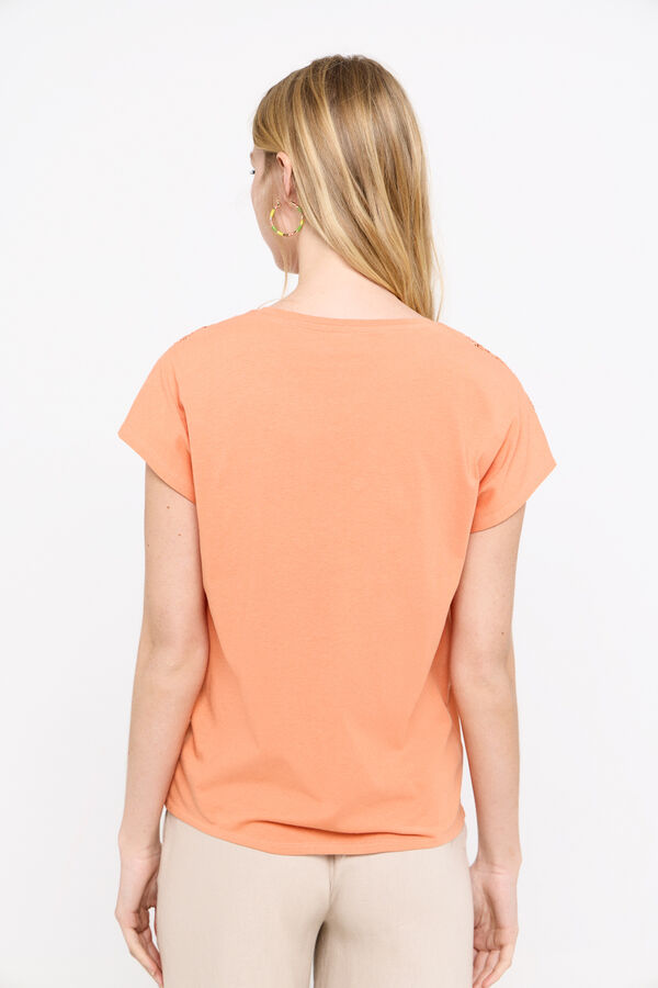 Cortefiel Essential lace T-shirt Orange