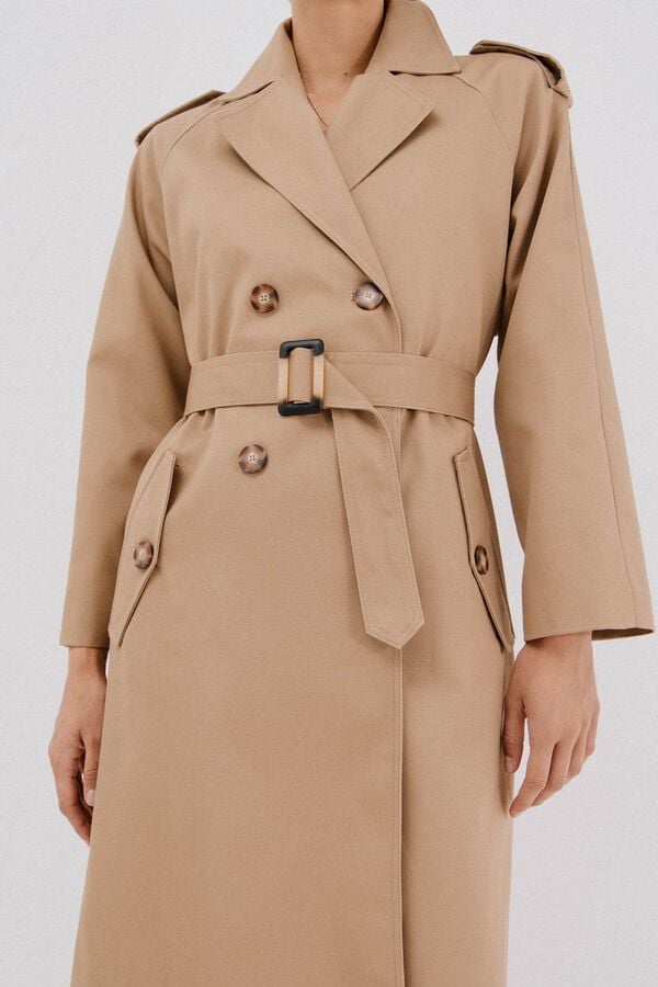Cortefiel Long trench coat Beige