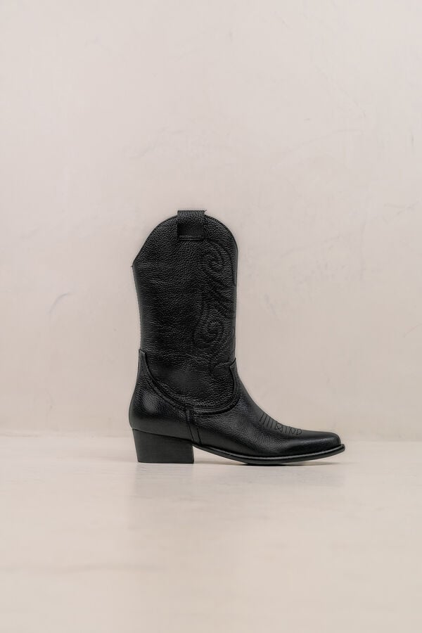 Bryan Stepwise Leather cowboy boot Black