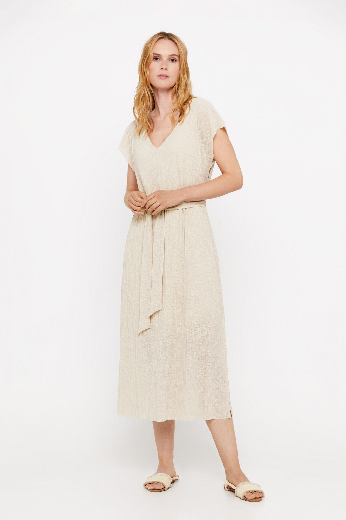 Pleated jersey knit dress
