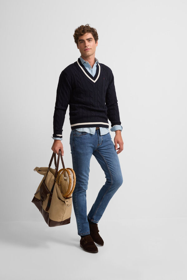 Silbon Classic college stripe jersey Navy