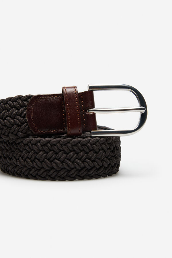 Cortefiel Elastic braided belt Dark brown