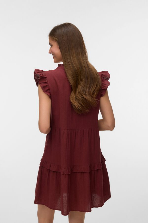 Vero Moda Vestido curto de algod&atilde;o Castanho