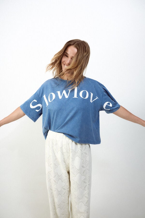 Slowlove Camiseta crop Slowlove Azul