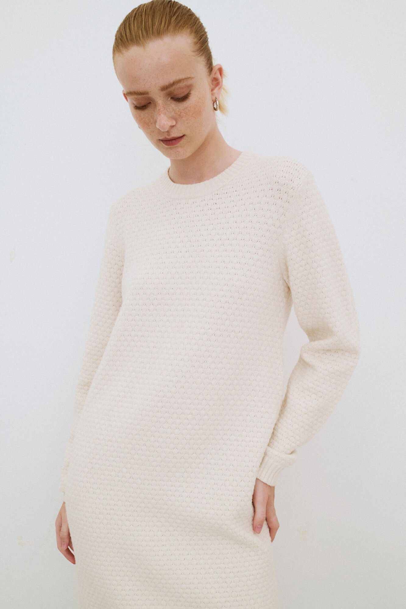 Textured jersey knit dress Women s dresses and jumpsuits Cortefiel