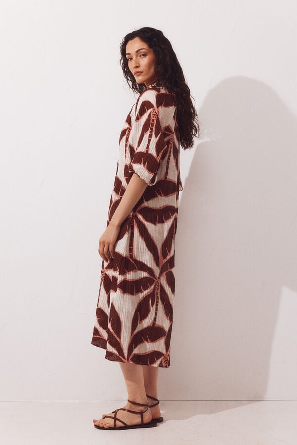 Cortefiel Caftan estampado amplio Estampado rojo