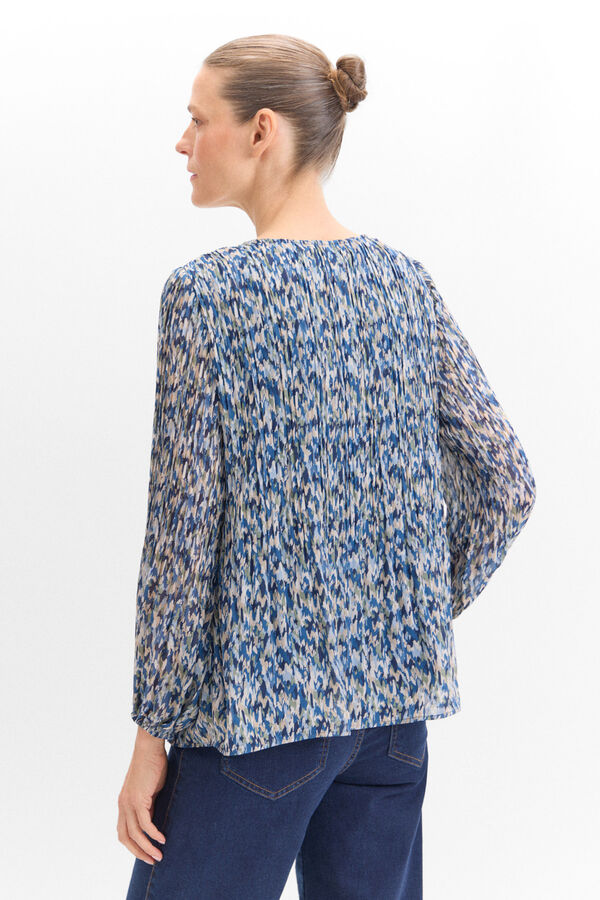 Cortefiel Blusa plissada impressa Azul