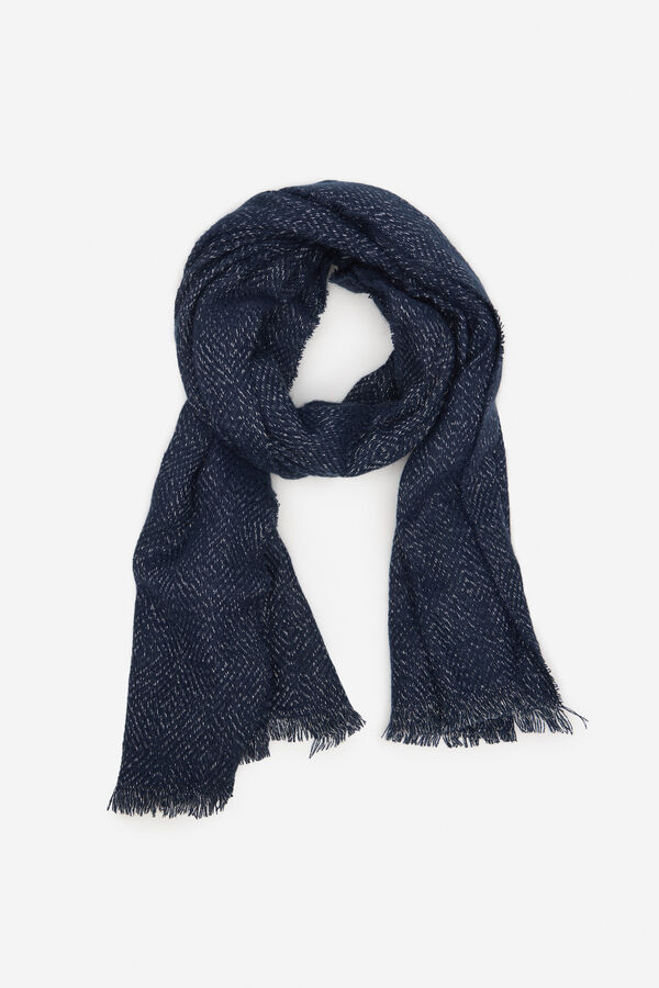 Cortefiel Lurex textured scarf Navy