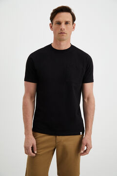 Cortefiel Crew neck T-shirt with pocket  Black