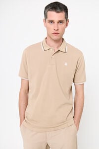 Cortefiel Piqué polo shirt with tipping Beige