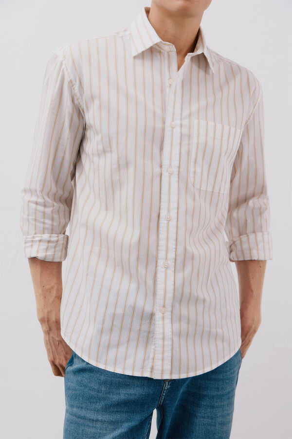Cortefiel Striped poplin shirt White