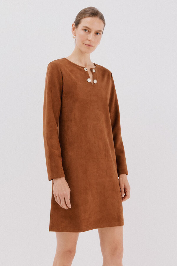 Cortefiel Suede dress Dark brown