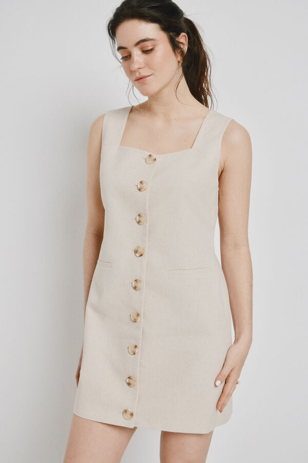 Vero Moda Vestido corto de algod&oacute;n Beige