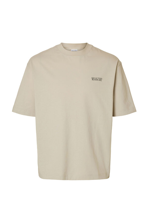Selected Camiseta com logo de T-shirt de manga curta   Cinzento