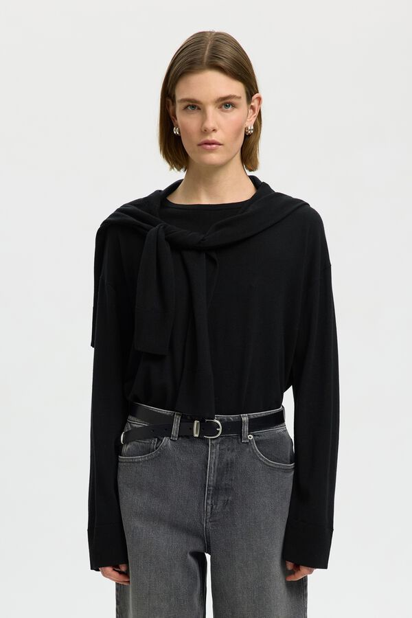 Selected Camisola 100% l&atilde; merino Preto