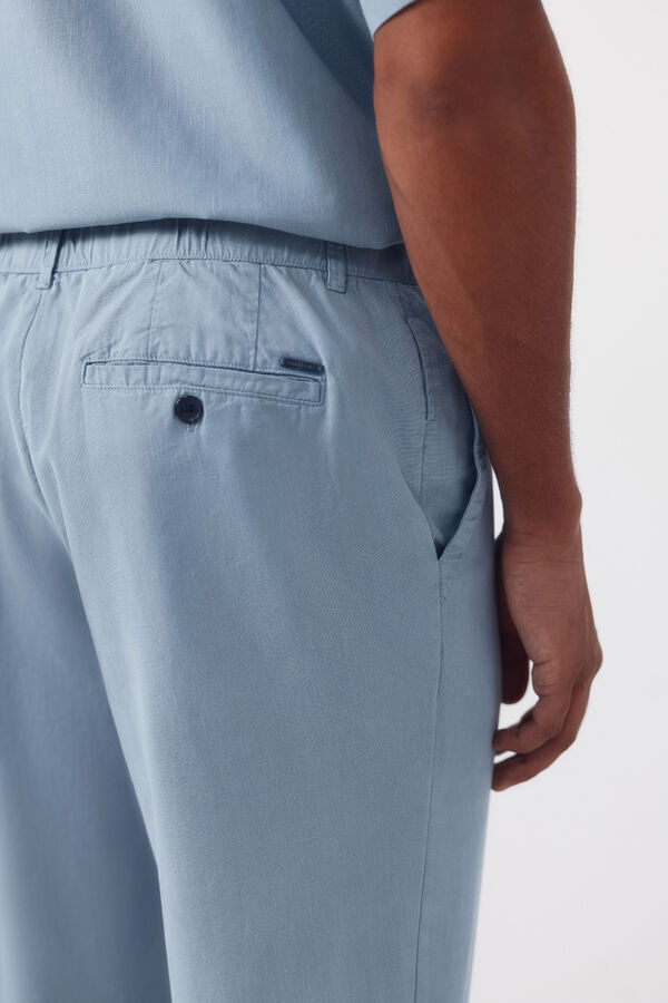 Cortefiel Trousers with elastic waistband and regular drawstrings Blue