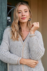 Pol&iacute;n Et Moi Casaco de malha aberto Ecru