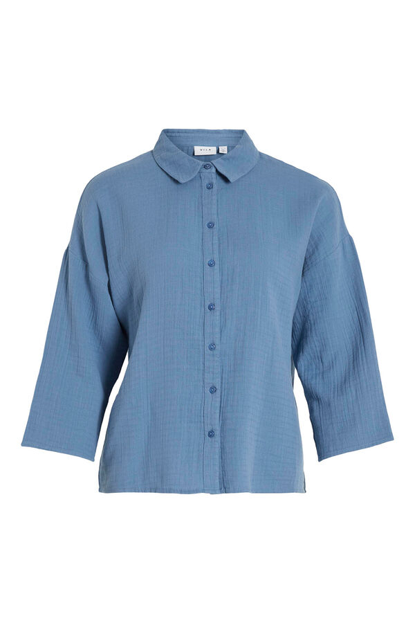 Cortefiel Camisa con manga 3/4 Azul royal