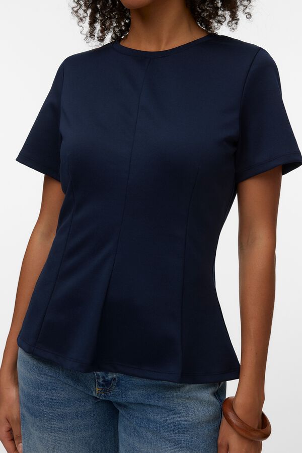 Vero Moda T-shirt de manga curta com pin&ccedil;as Azul