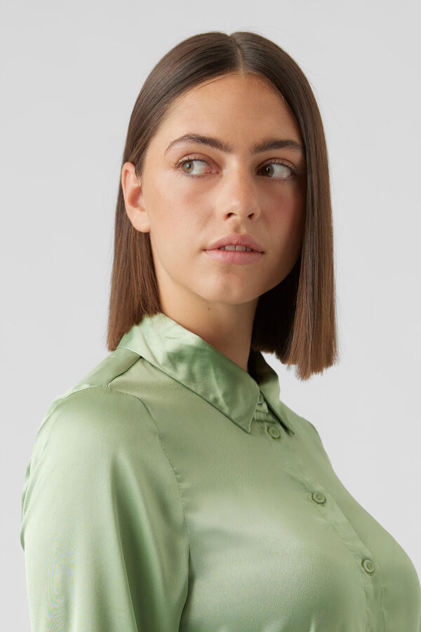 Cortefiel Camisa básica de mujer manga larga Green