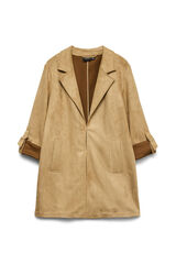 Vero Moda Casaco efeito camur&ccedil;a gola de lapela Castanho