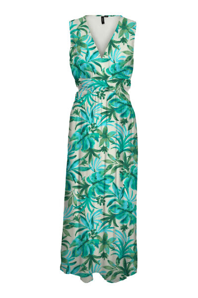 Cortefiel Cut-out waist dress Printed turquoise