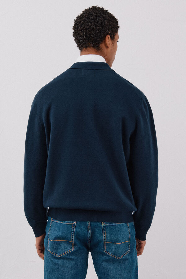 Cortefiel Cotton jersey-knit overshirt sweater Navy