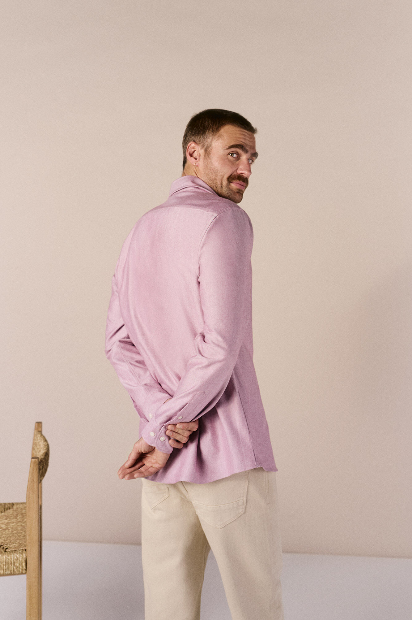 OOTO Camisa oxford liso manga larga