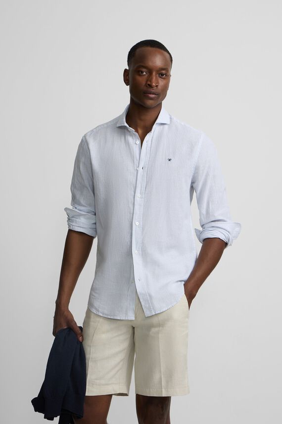 Camisa sport lino rayas