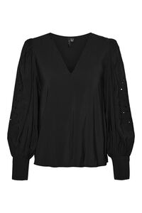 Cortefiel Long-sleeved shirt with openwork  Black