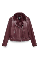 Vero Moda Blusão curta com efeito de couro Roxo