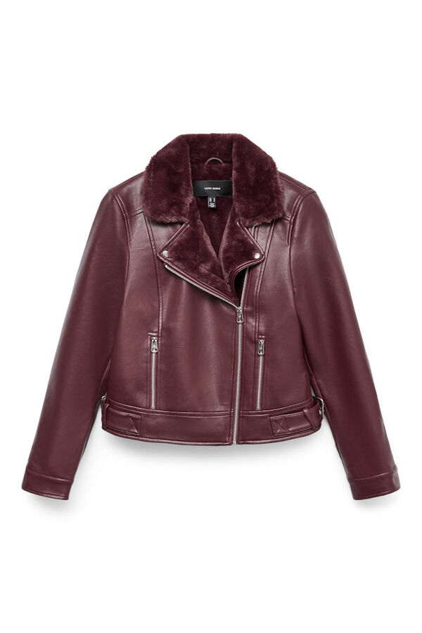 Vero Moda Blusão curta com efeito de couro Roxo