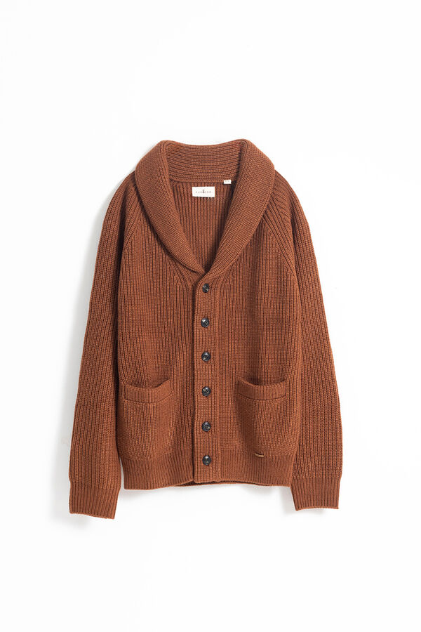 PuroEGO Cardigan canelado mesclado Vermelho