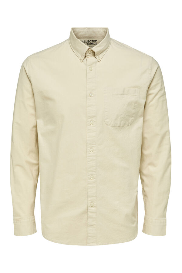Cortefiel Camisa de manga larga con bolsillo 100% algodón Marrón