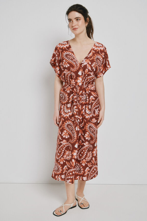 Vero Moda Vestido curto decote em bico Castanho