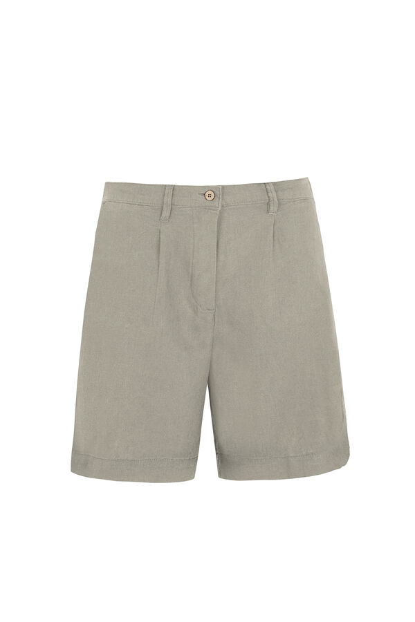 Cortefiel Plain linen bermuda shorts Kaki