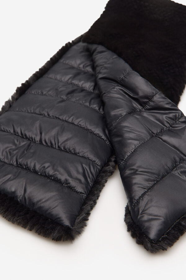 Cortefiel reversible fur collar Black