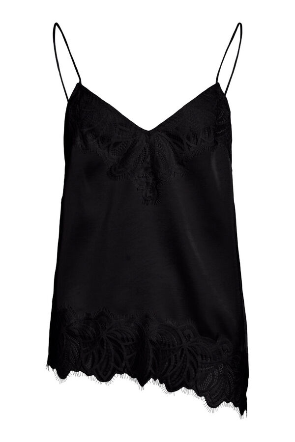 Vila Lingerie satin-finish lace top Black