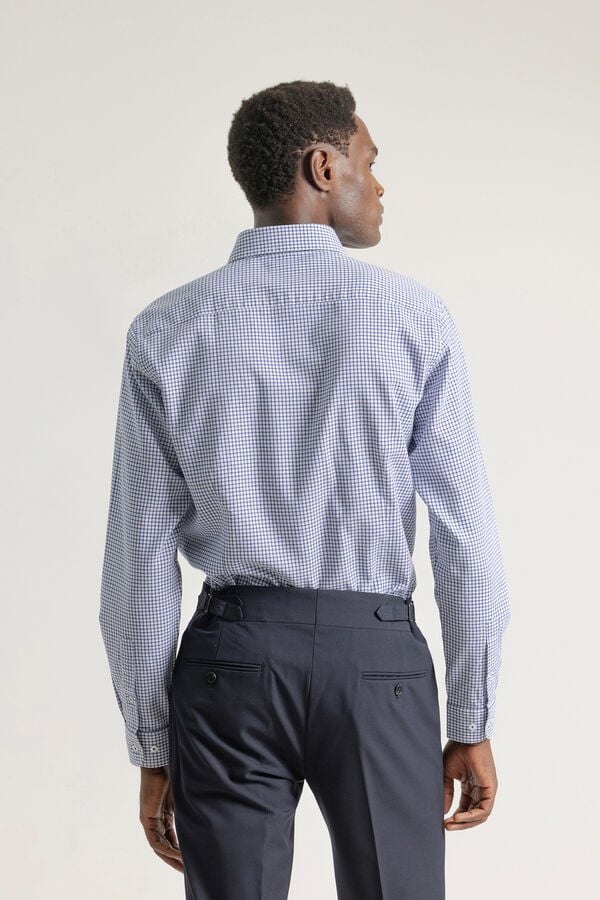 PuroEGO Camisa xadrez de algodão slim Azul