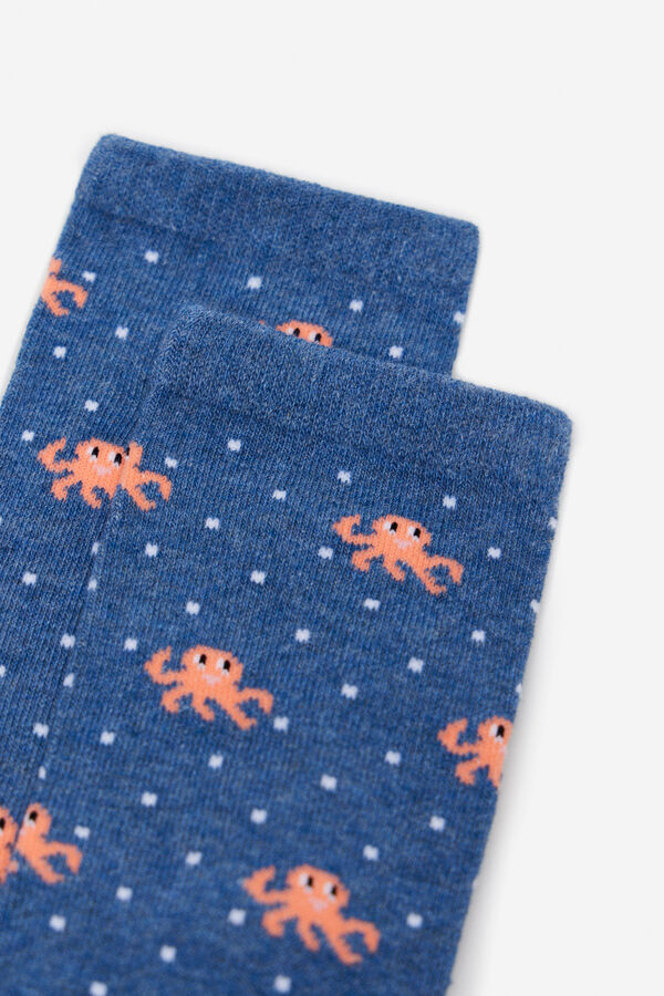 Cortefiel Octopus print long socks Blue